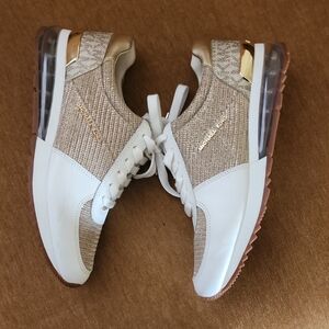 Michael Kors Women's White and Gold Sneakers